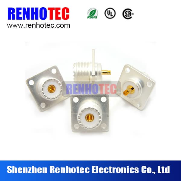UHF Female 4 Holes Flange Mount Connector for Cable RG58